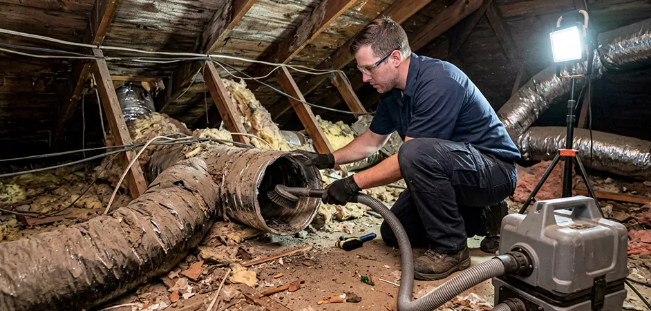 Storm-Damaged Attic Duct Cleaning in Amarillo