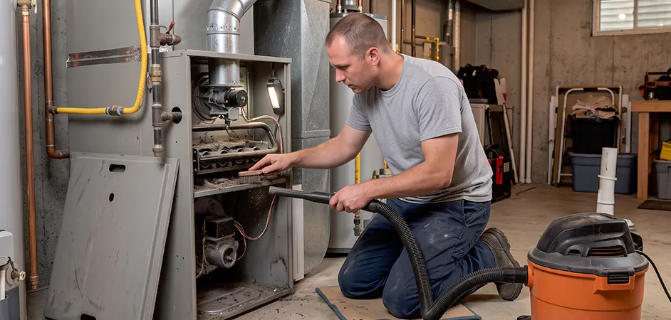 Burner and Heater Compartment Lint Removal in Amarillo